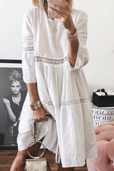 Vestidos con falda pastel, cuello redondo y abertura lateral lisa